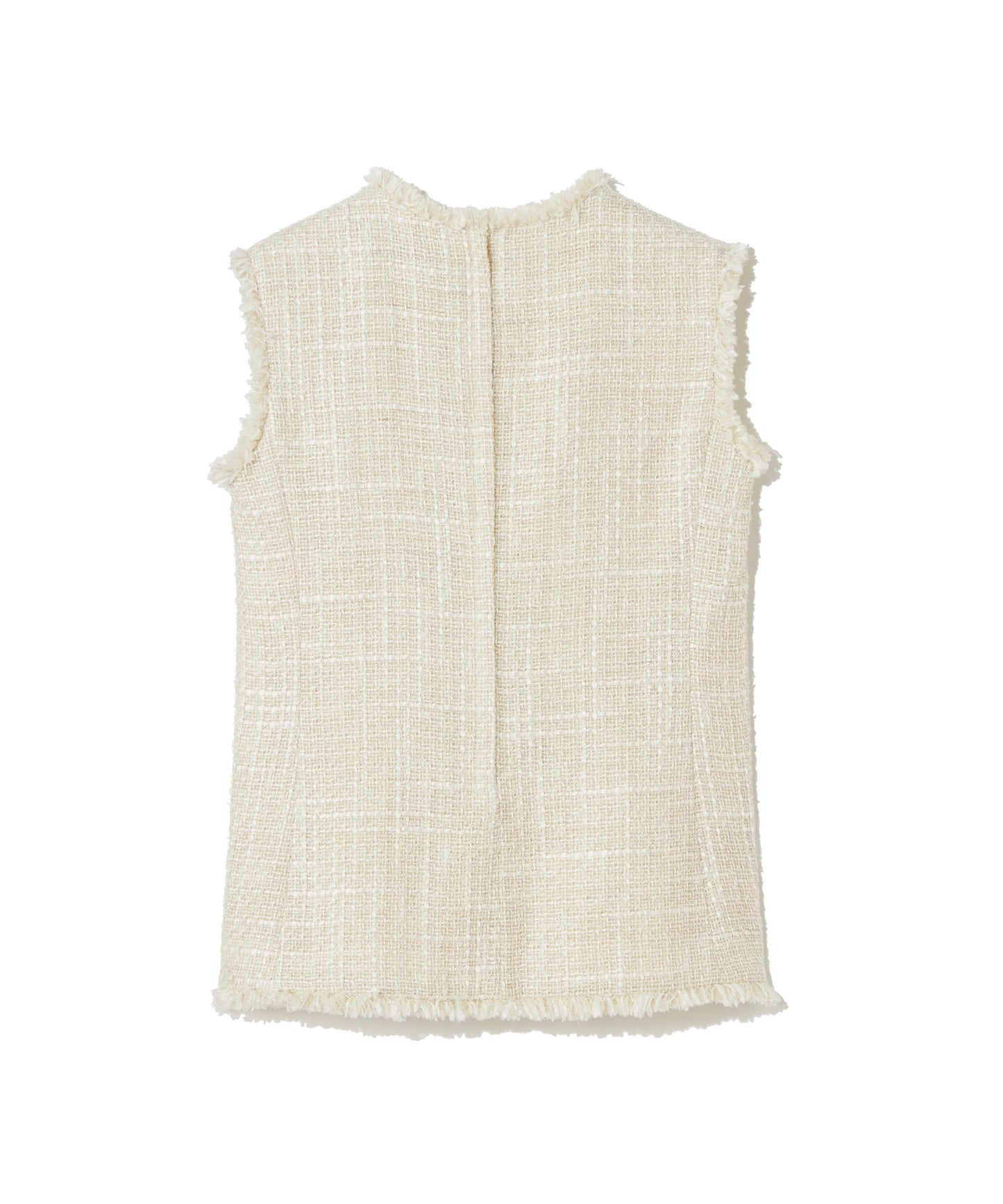 SILK LINEN TWEED / FRINGE CREWNECK TOP