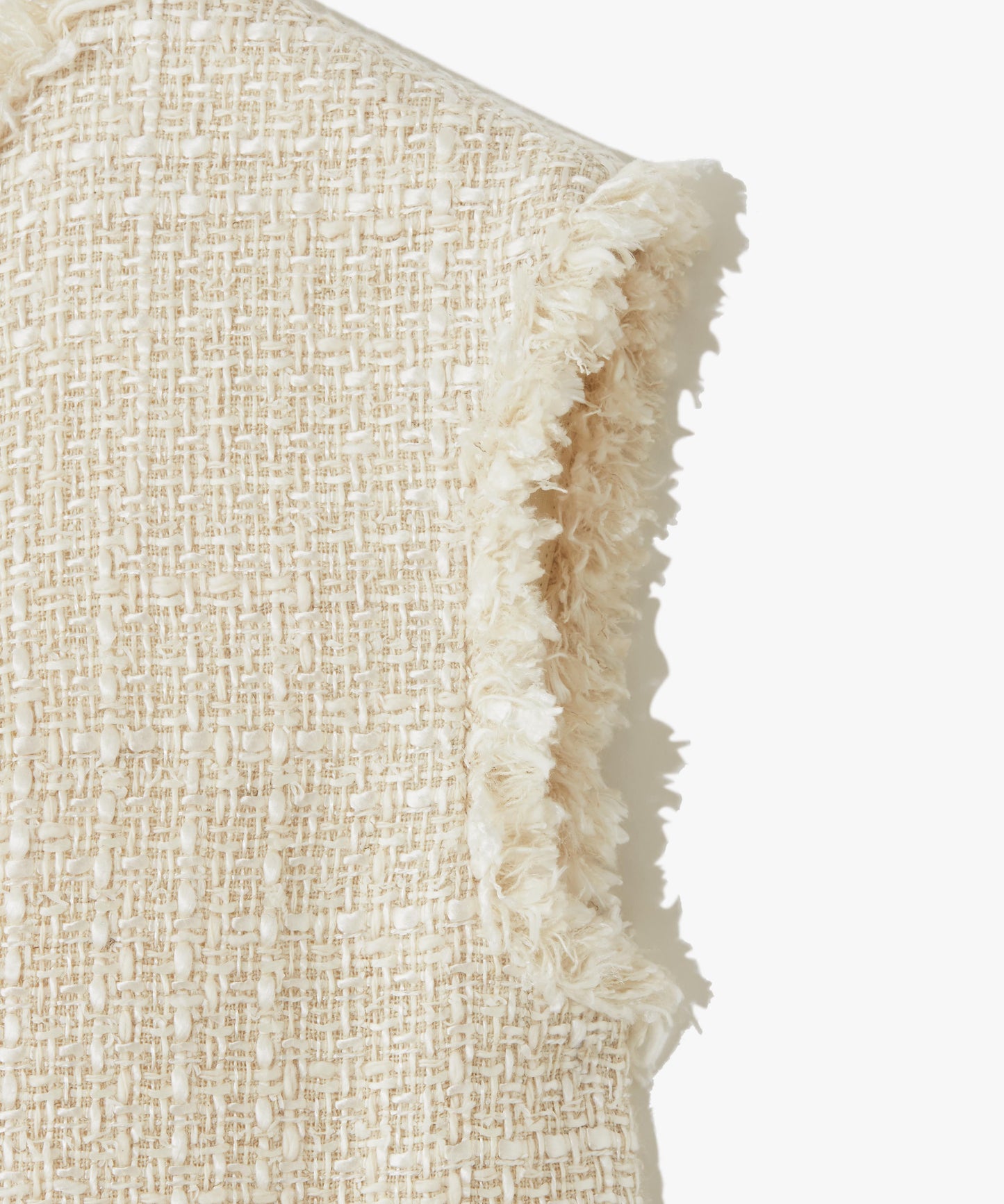 SILK LINEN TWEED / FRINGE CREWNECK TOP