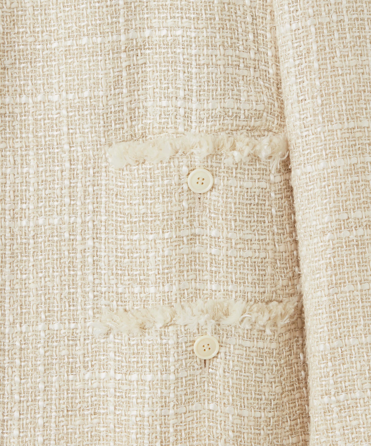 SILK LINEN TWEED / FRINGE NO COLLAR JACKET