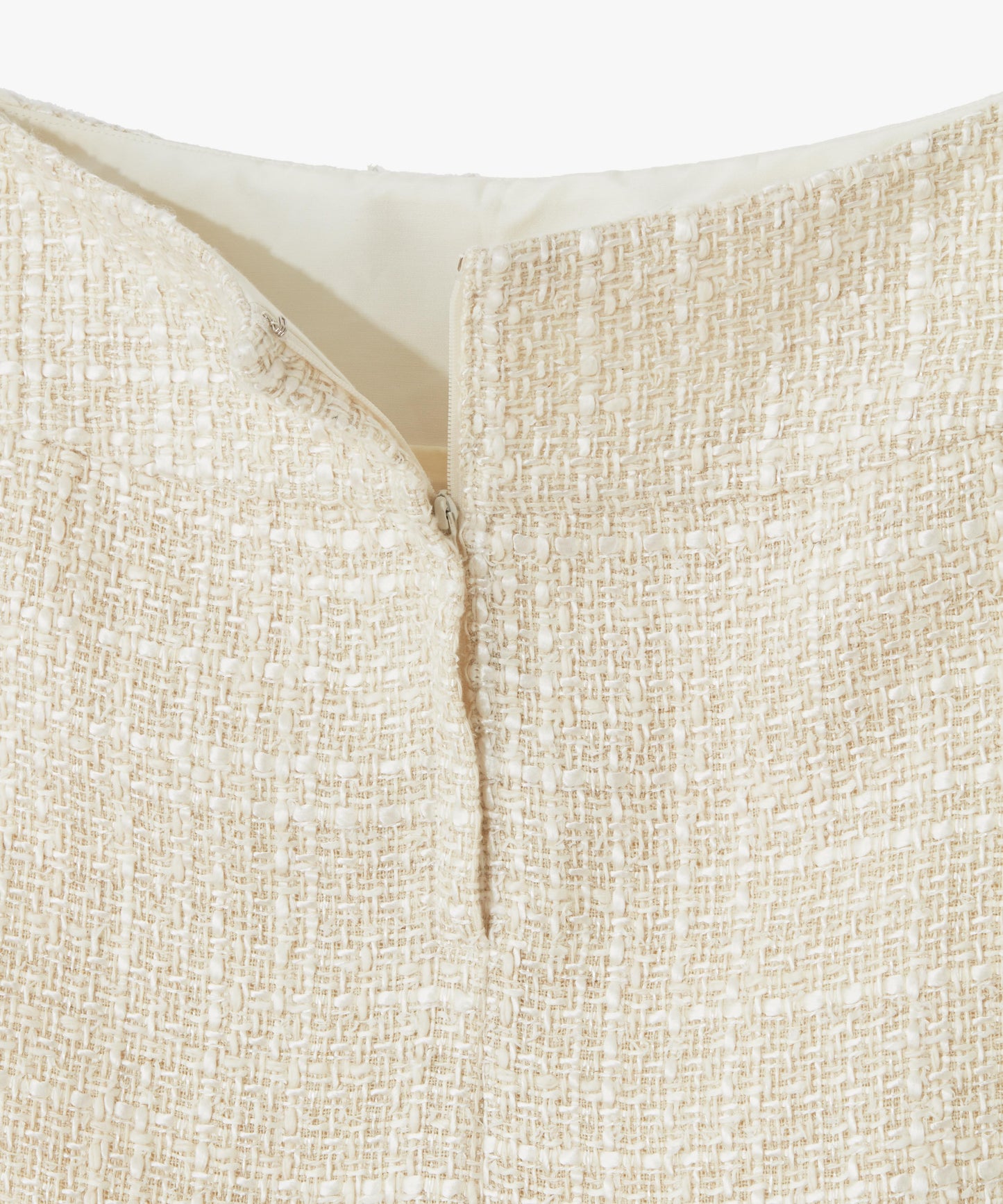 SILK LINEN TWEED / FRINGE STRAIGHT SKIRT