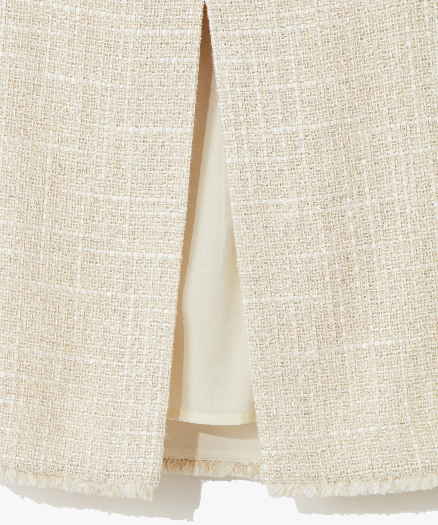SILK LINEN TWEED / FRINGE STRAIGHT SKIRT