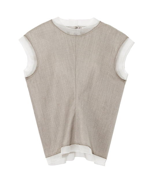 WOOL SILK TROPICAL / KASHIGU SLEEVELESS BLOUSE