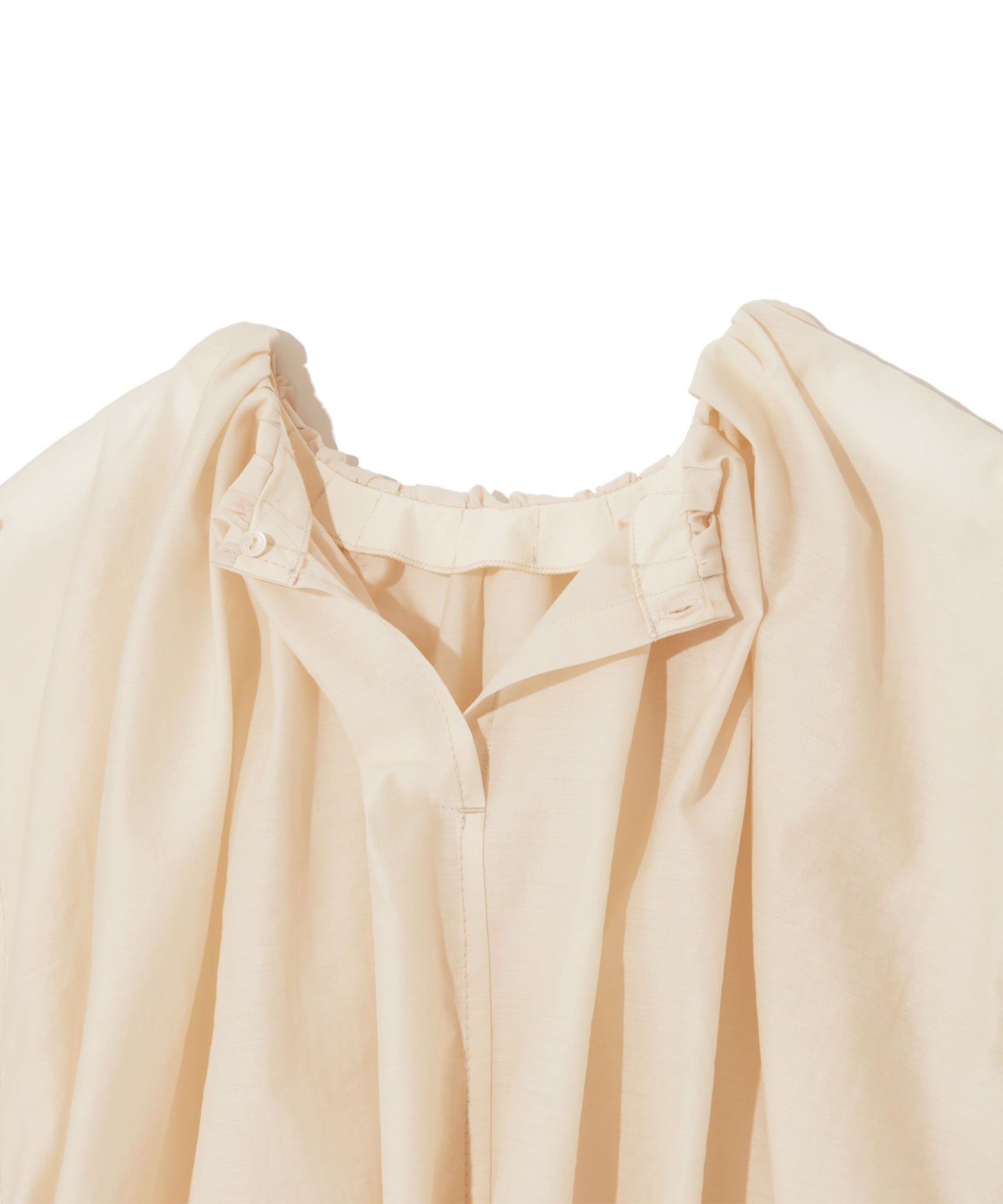 WOOL NYLON POPLIN / GATHER HALFSLEEVE BLOUSE