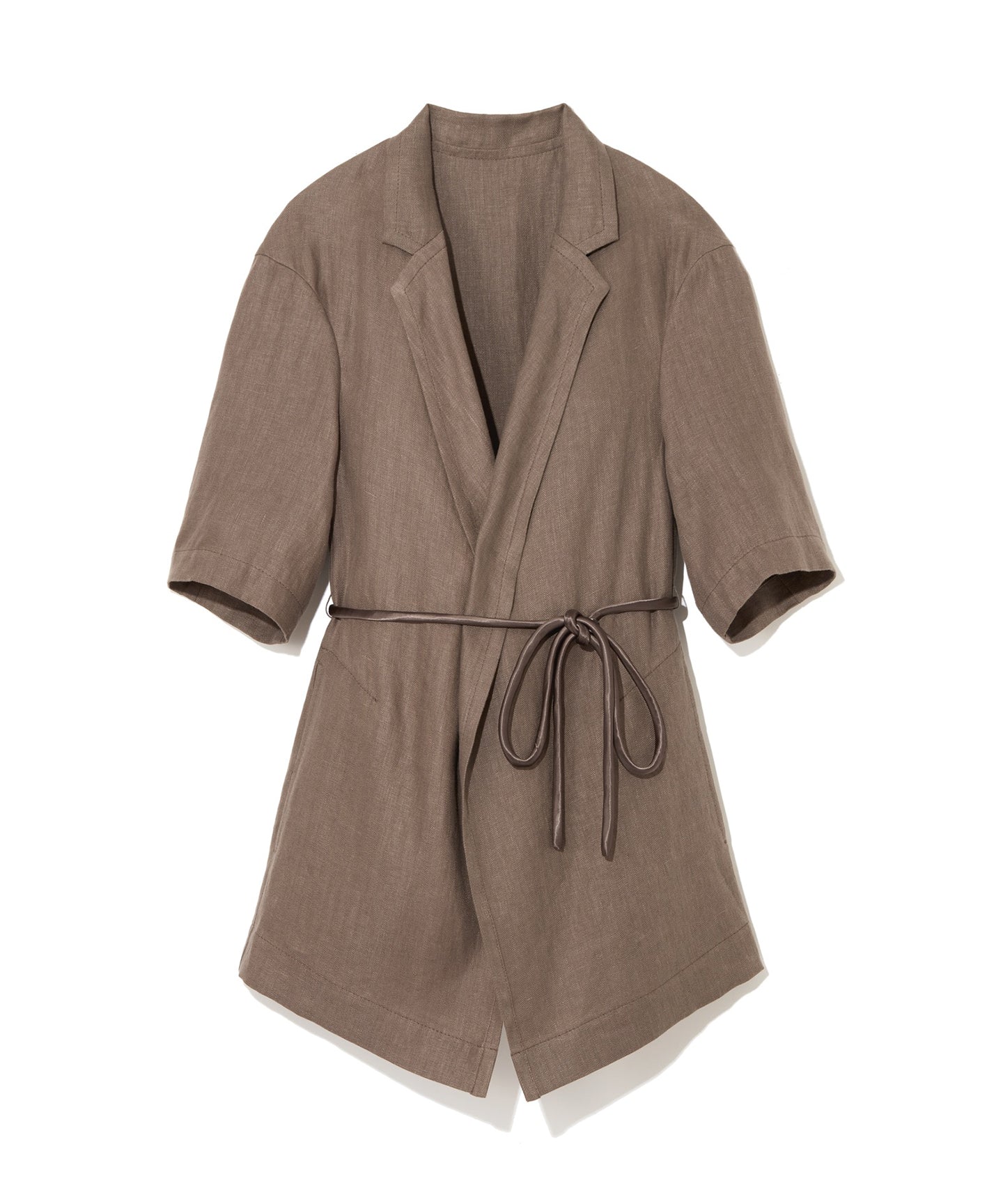 LINEN HERRINGBONE / DRAPEFRONT HALFSLEEVE JACKET