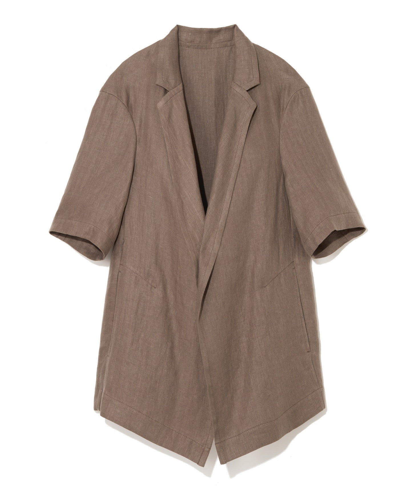 LINEN HERRINGBONE / DRAPEFRONT HALFSLEEVE JACKET