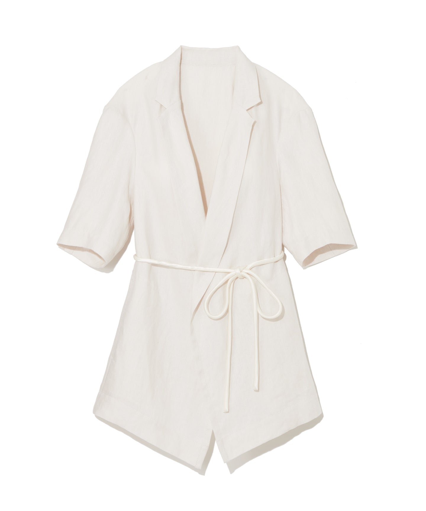 LINEN HERRINGBONE / DRAPEFRONT HALFSLEEVE JACKET