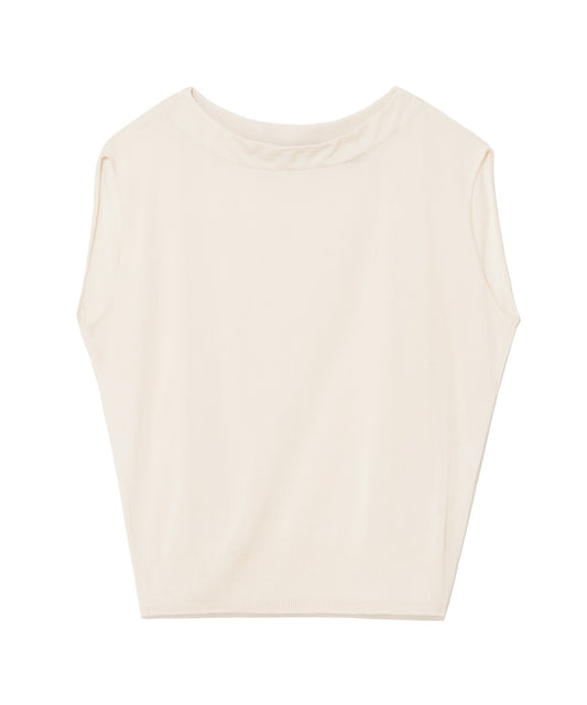 SILK RAYON / RD NK SLEEVELESS