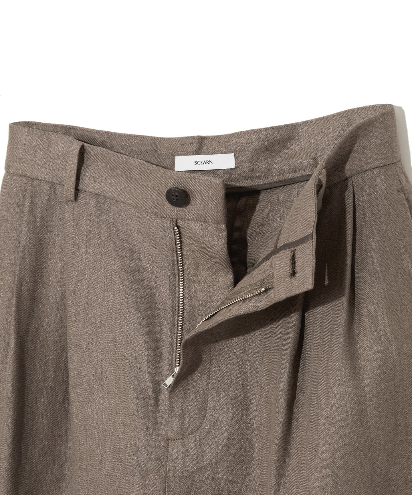 LINEN HERRINGBONE / DOUBLE PLEATED TSUTSUMU PANTS