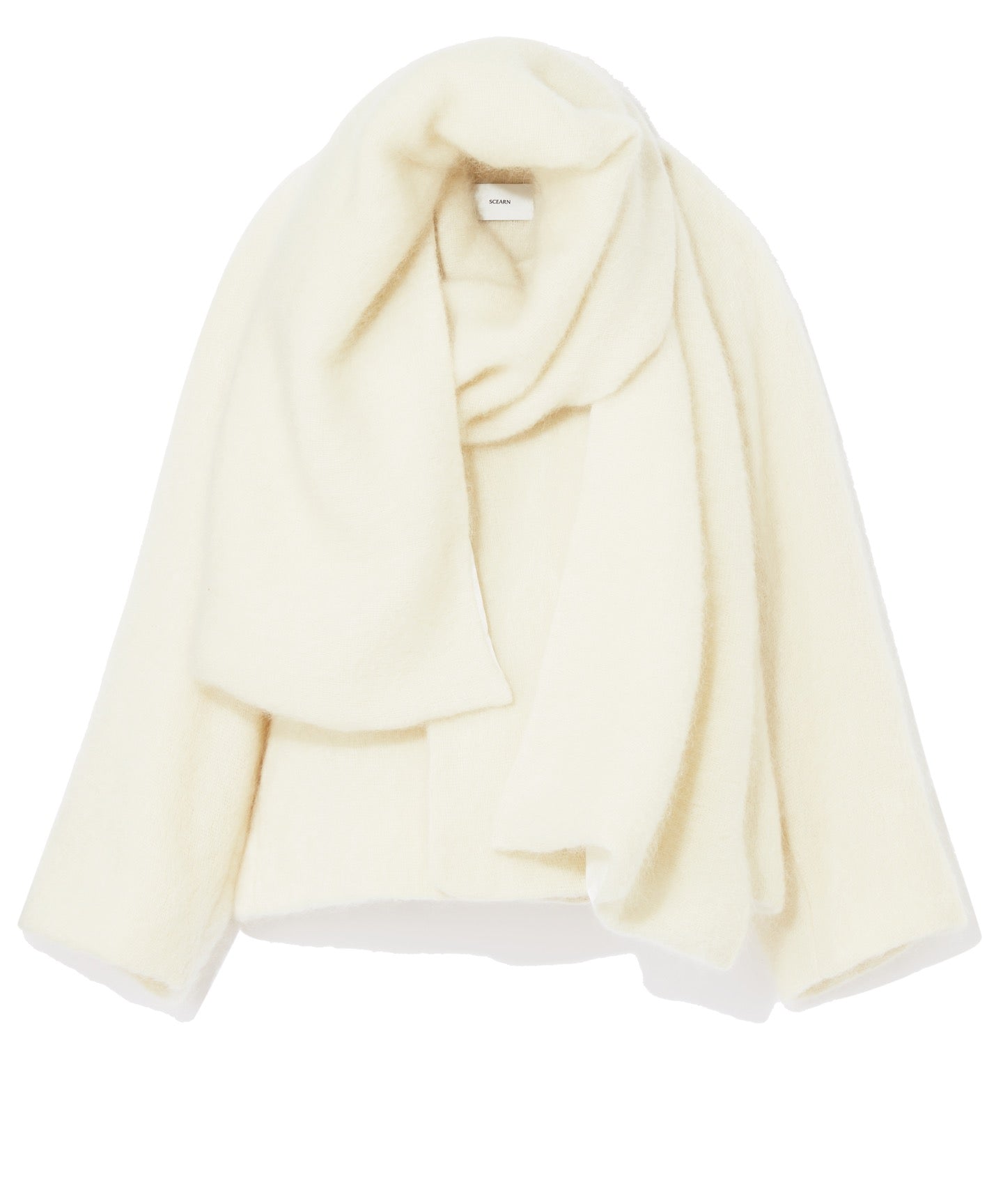 WOOL MOHAIR / NO COLLAR JACKET with STOLE and BROOCH