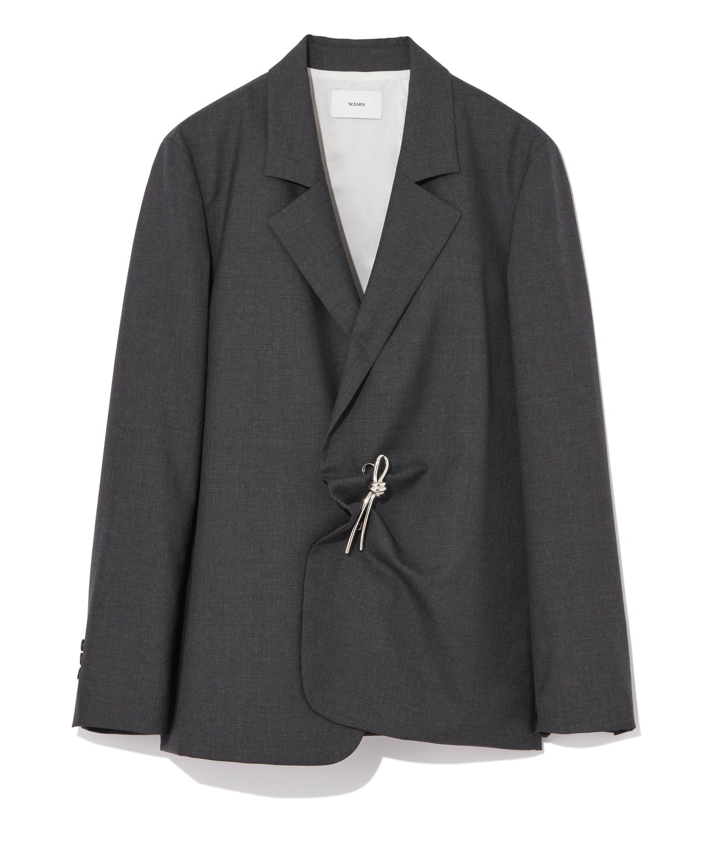 WOOL TROPICAL / BACK SLIT JACKET with BROOCH