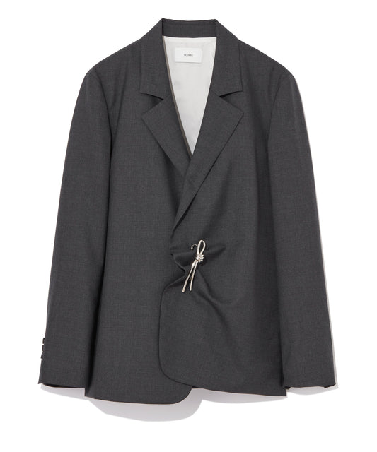 WOOL TROPICAL / BACK SLIT JACKET with BROOCH