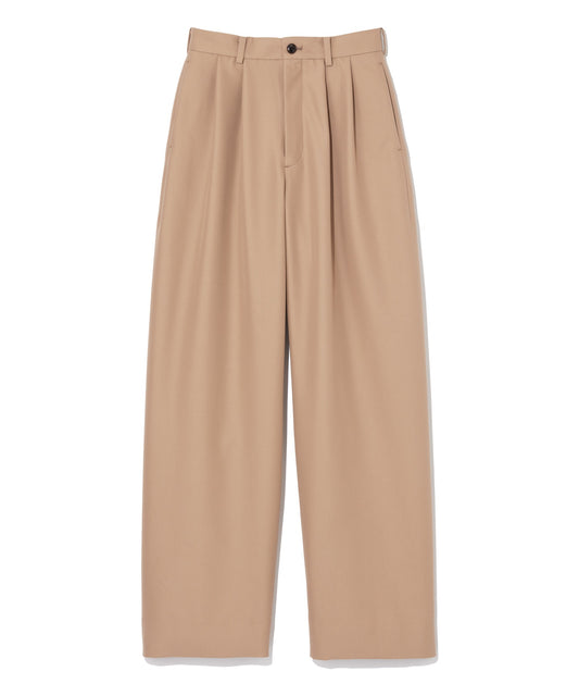 COTTON POLYESTER GABARDINE / DOUBLE PLEATED TSUTSUMU PANTS