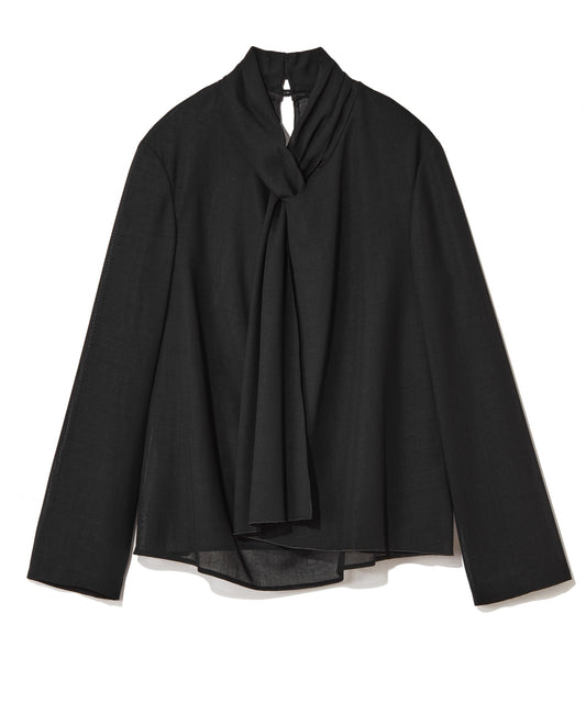WOOL VOILE / STOLE COLLAR BLOUSE