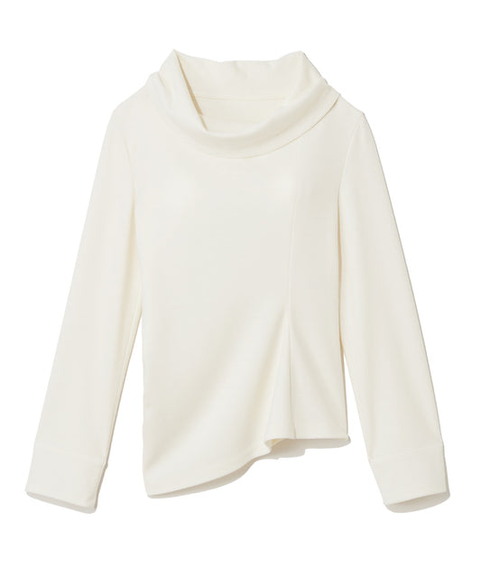 WOOL JERSEY / NUANCE DRAPED NECK JERSEY BLOUSE