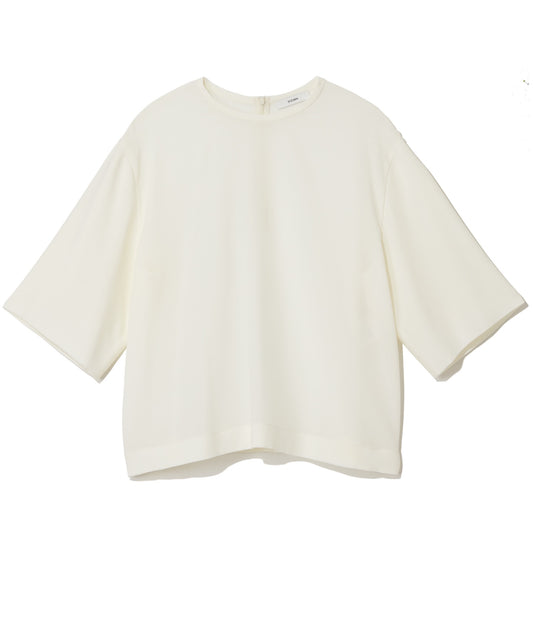 WOOL POLYESTER VOILE / DOUBLE LAYERED SLEEVE T-TOP