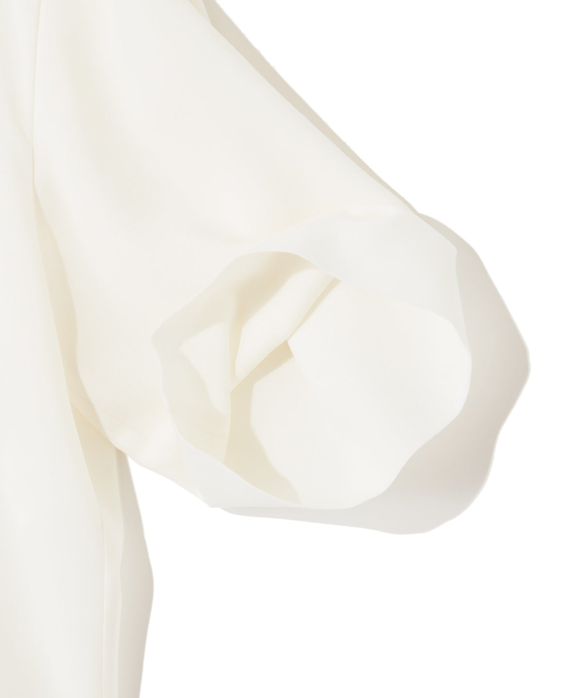 WOOL POLYESTER VOILE / DOUBLE LAYERED SLEEVE T-TOP