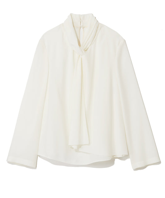WOOL POLYESTER VOILE / STOLE COLLAR BLOUSE