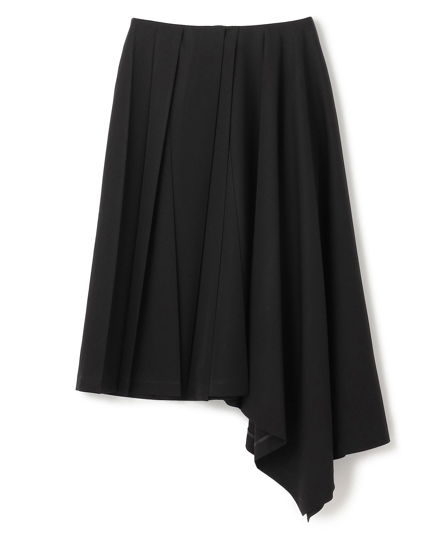 WOOL GABARDINE / PLEATED ASYMMETRY SKIRT