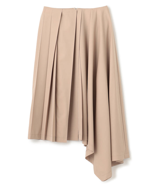 WOOL GABARDINE / PLEATED ASYMMETRY SKIRT