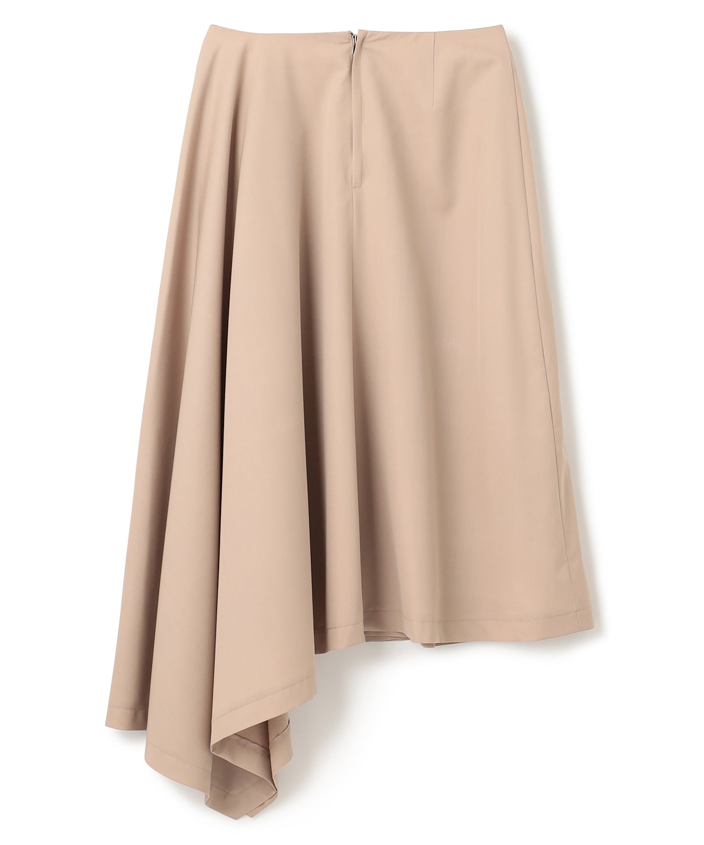 WOOL GABARDINE / PLEATED ASYMMETRY SKIRT