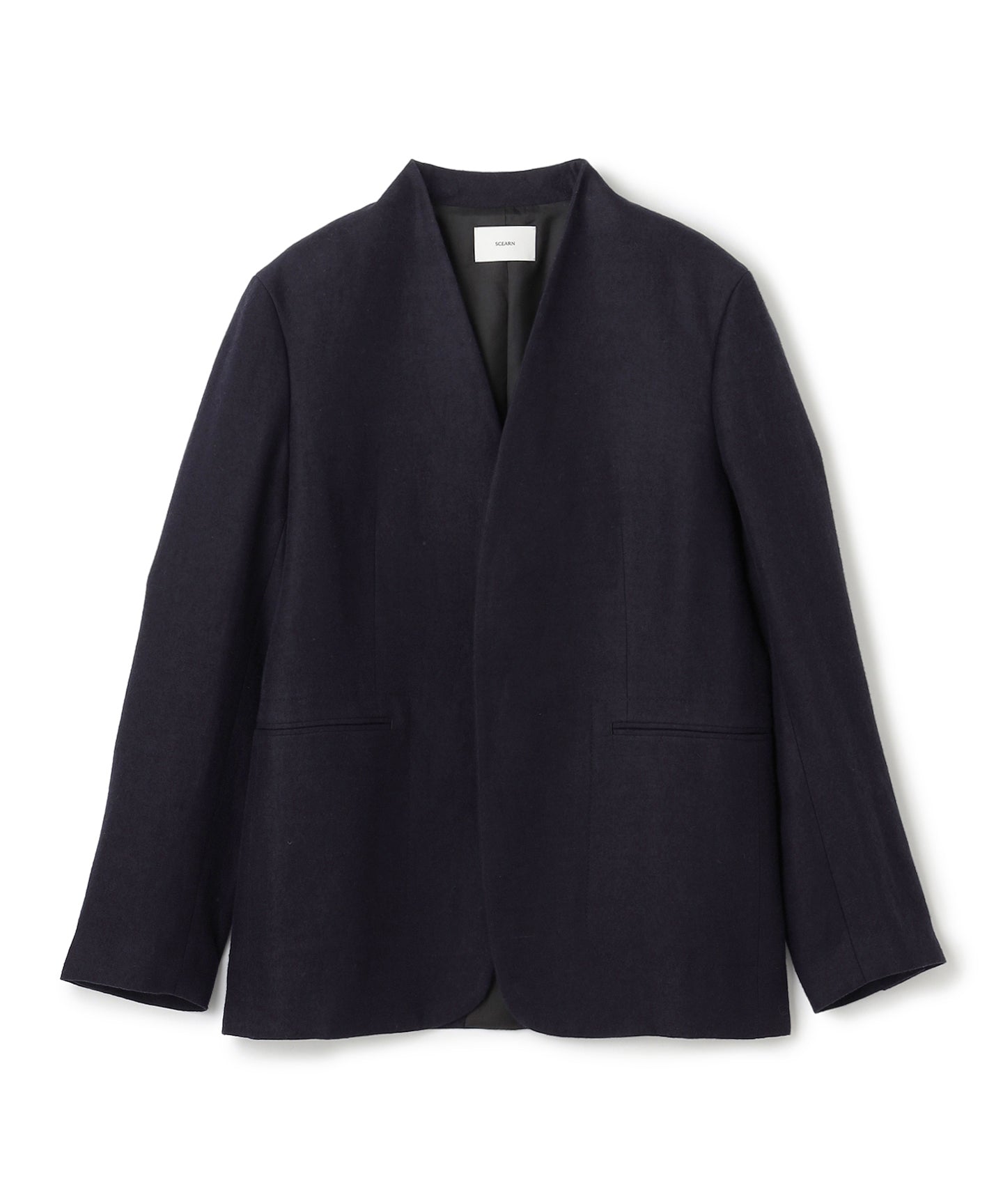 LINEN DOUBLE CLOTH / OVERSIZED NO COLLAR JACKET ｜SCEARN/セアン