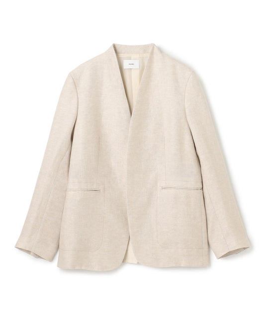 LINEN DOUBLE CLOTH / OVERSIZED NO COLLAR JACKET