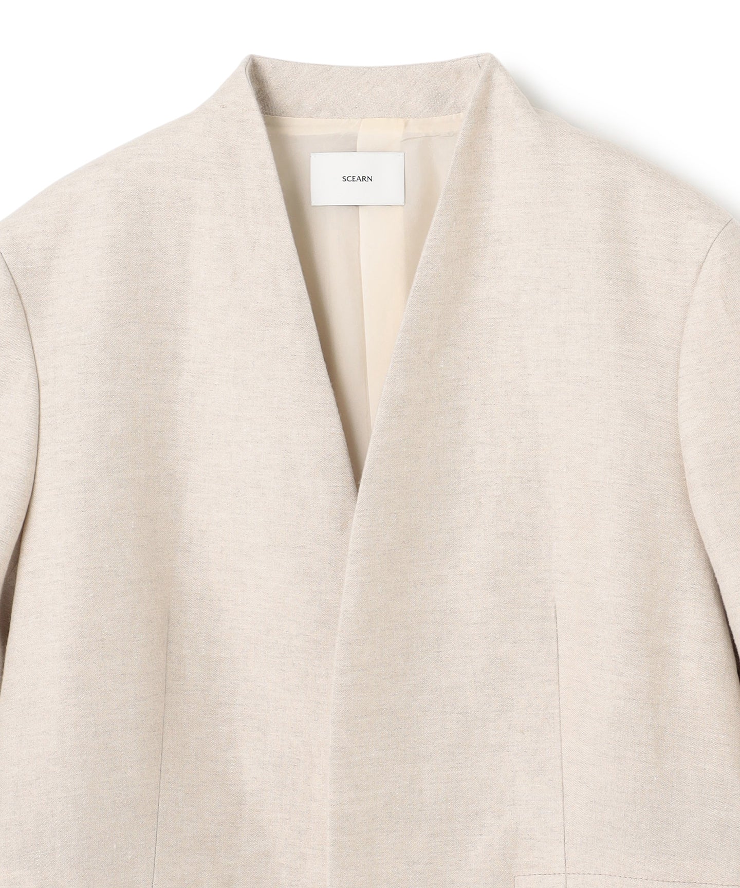 LINEN DOUBLE CLOTH / OVERSIZED NO COLLAR JACKET