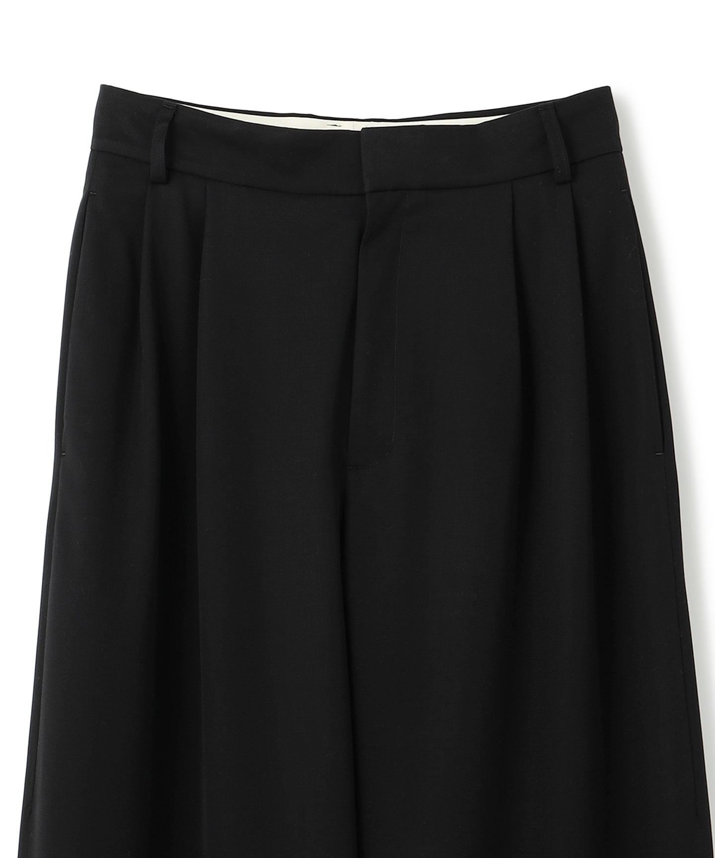 WOOL GABARDINE / DOUBLE PLEATED TSUTSUMU PANTS