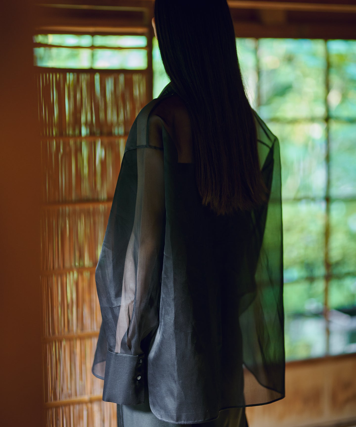 SILK SATIN ORGANDIE / OVERSIZED SHIRT BLOUSE