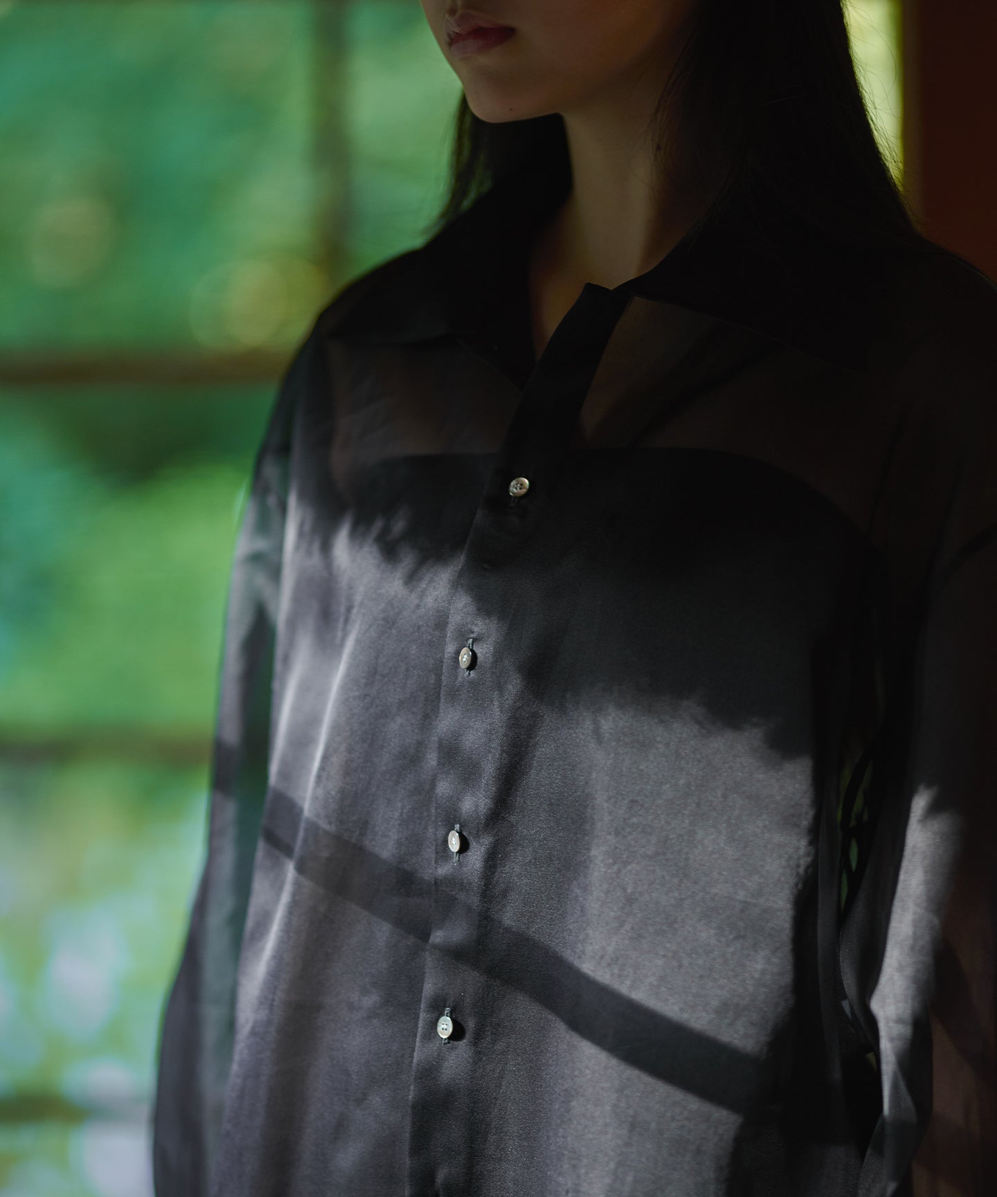 SILK SATIN ORGANDIE / OVERSIZED SHIRT BLOUSE