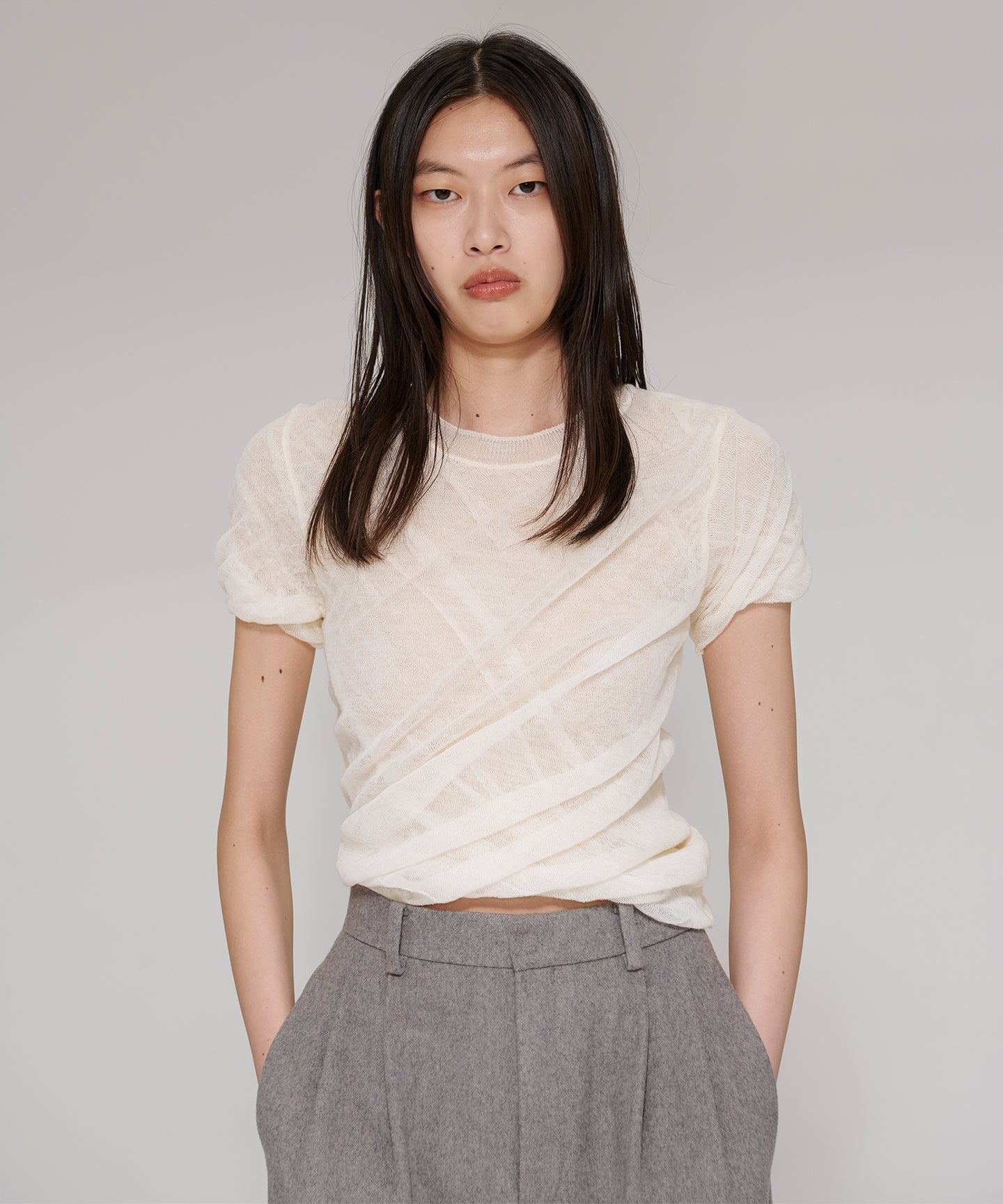 WOOL HIGH TWIST / HALF SLEEVES KNIT