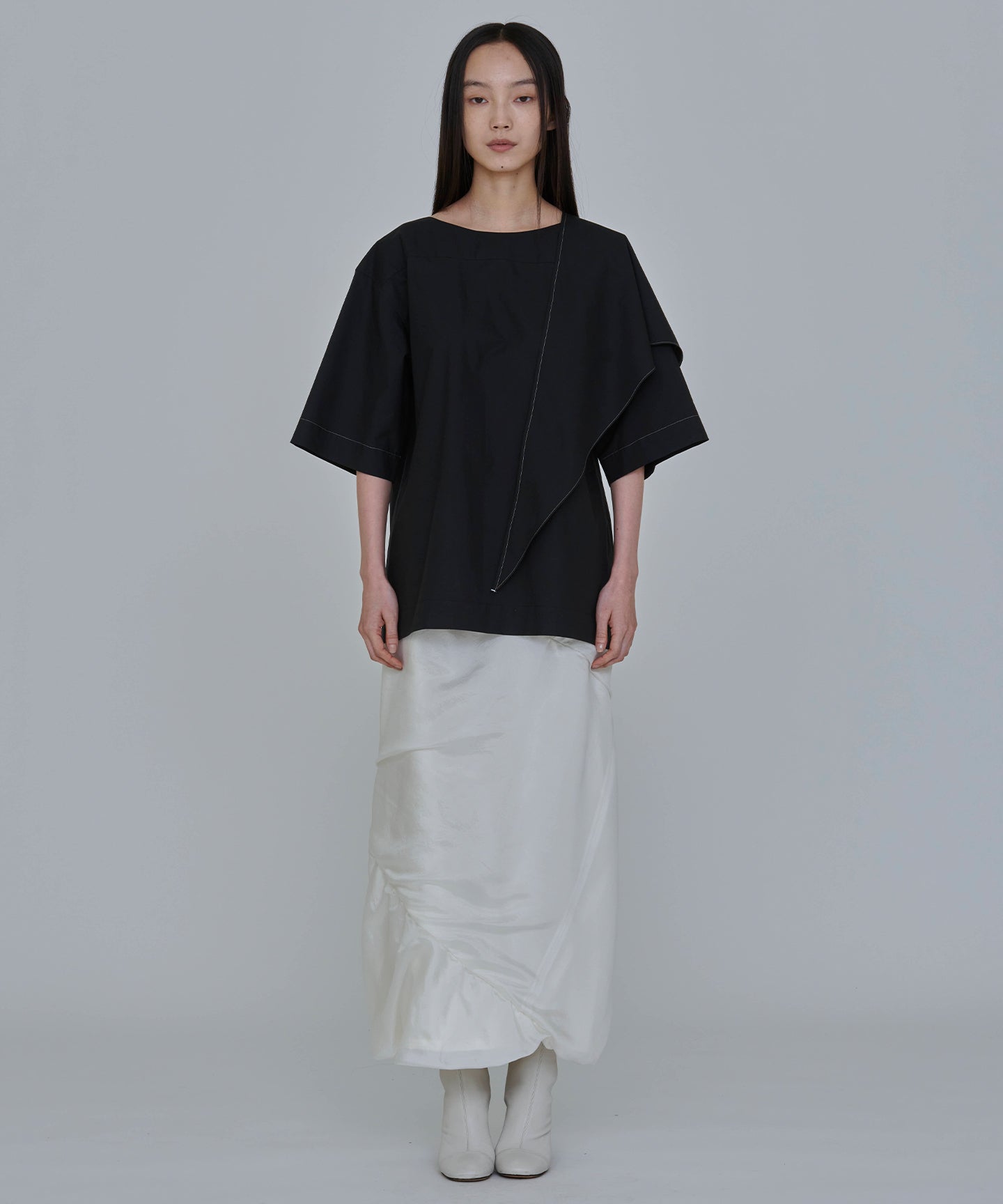 COTTON SILK TYPEWRITER / T-TOP with SCARF