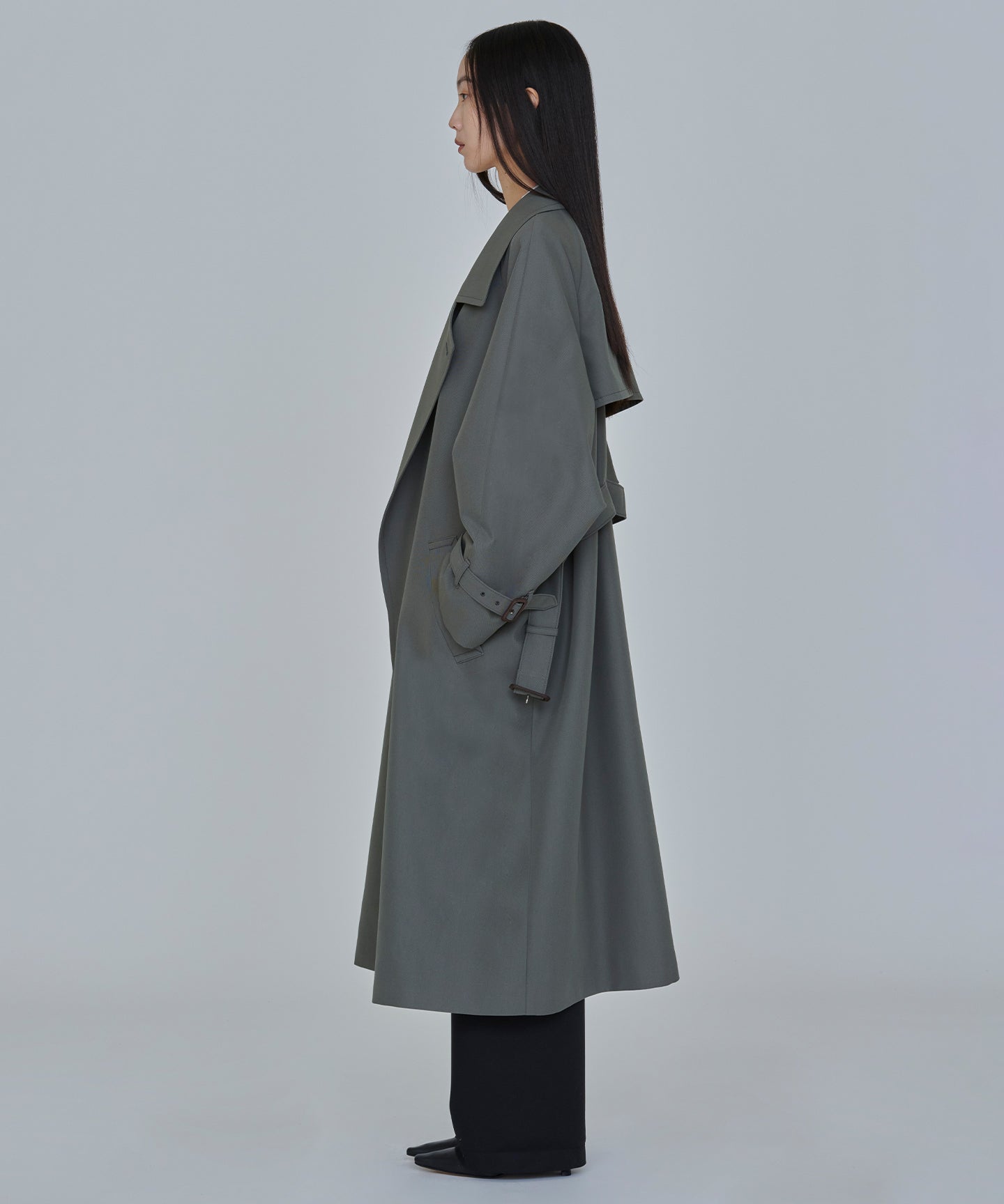 COTTON POLYESTER GABARDINE / WRAP MINIMAL TRENCH COAT