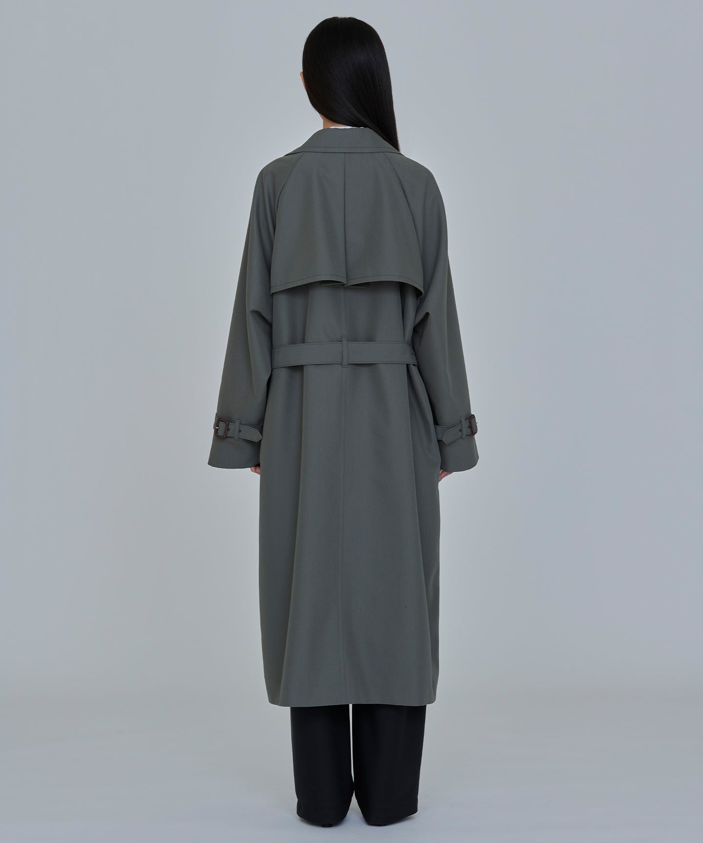 COTTON POLYESTER GABARDINE / WRAP MINIMAL TRENCH COAT