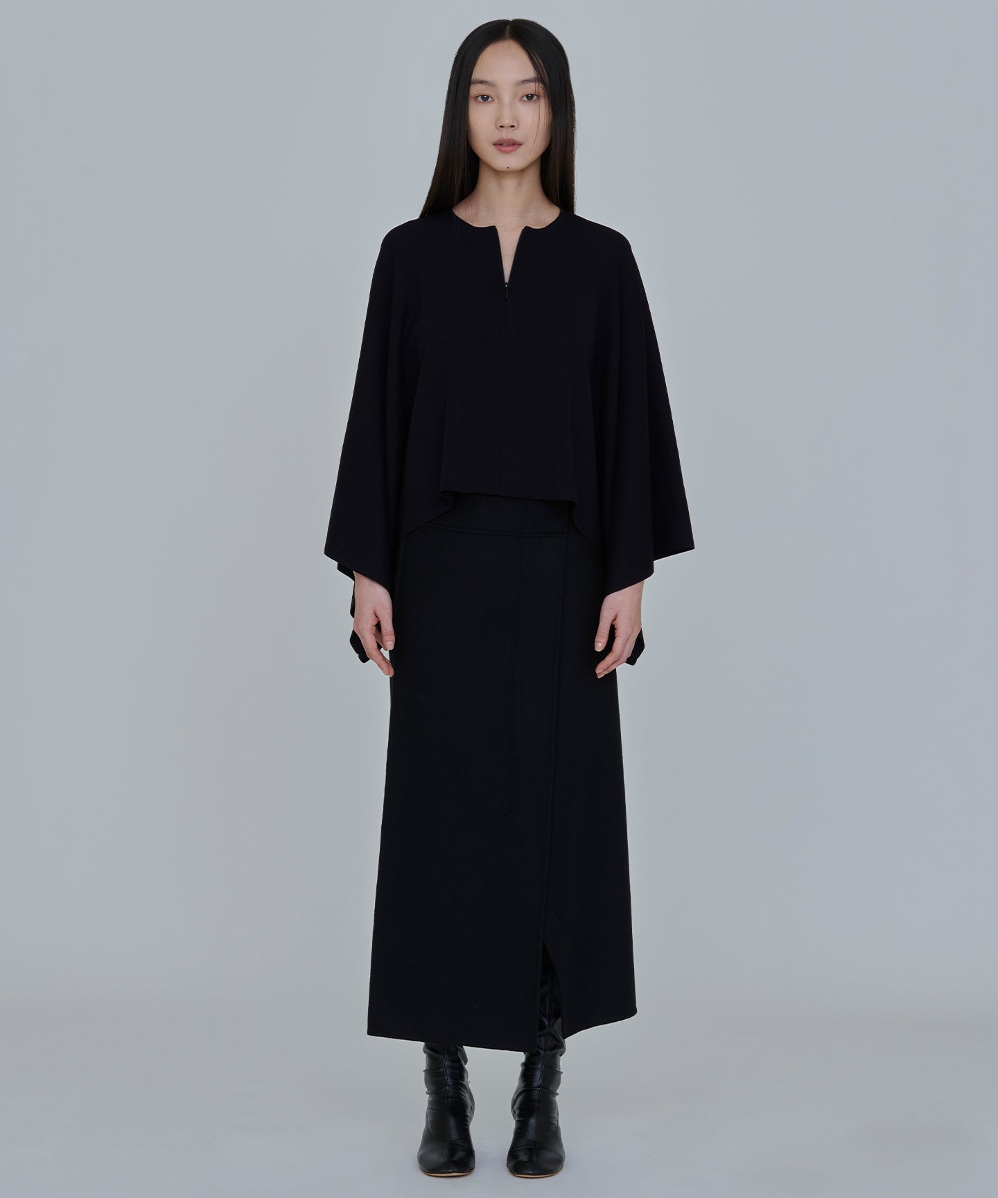 WOOL CASHMERE REVER / STRAIGHT CUT SKIRT