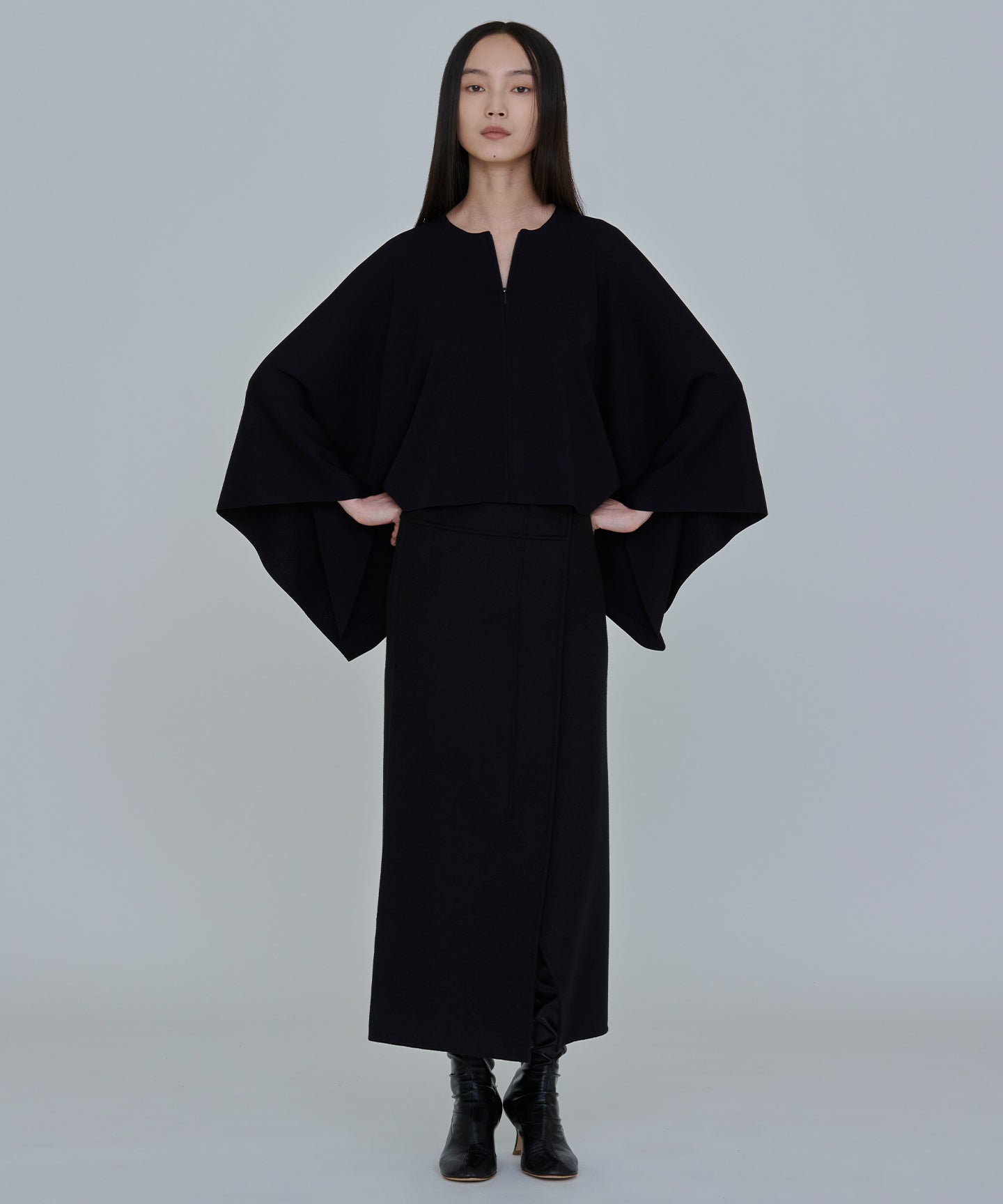 WOOL CASHMERE REVER / STRAIGHT CUT SKIRT