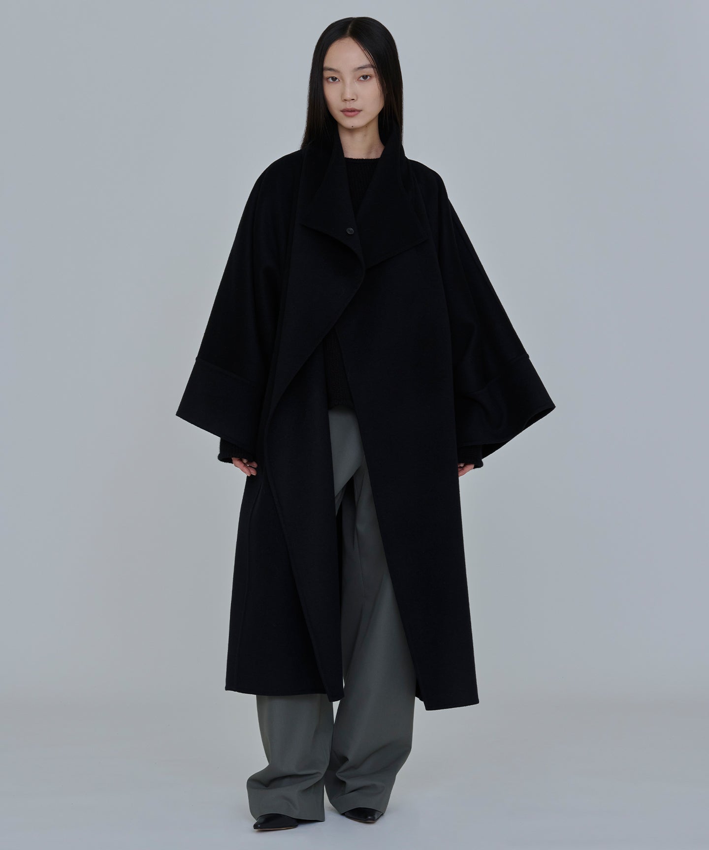 WOOL CASHMERE REVER / KIMONO SLEEVE WRAP COAT