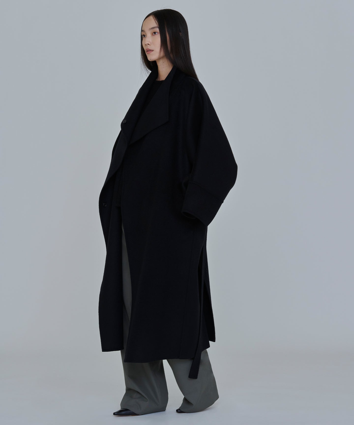 WOOL CASHMERE REVER / KIMONO SLEEVE WRAP COAT
