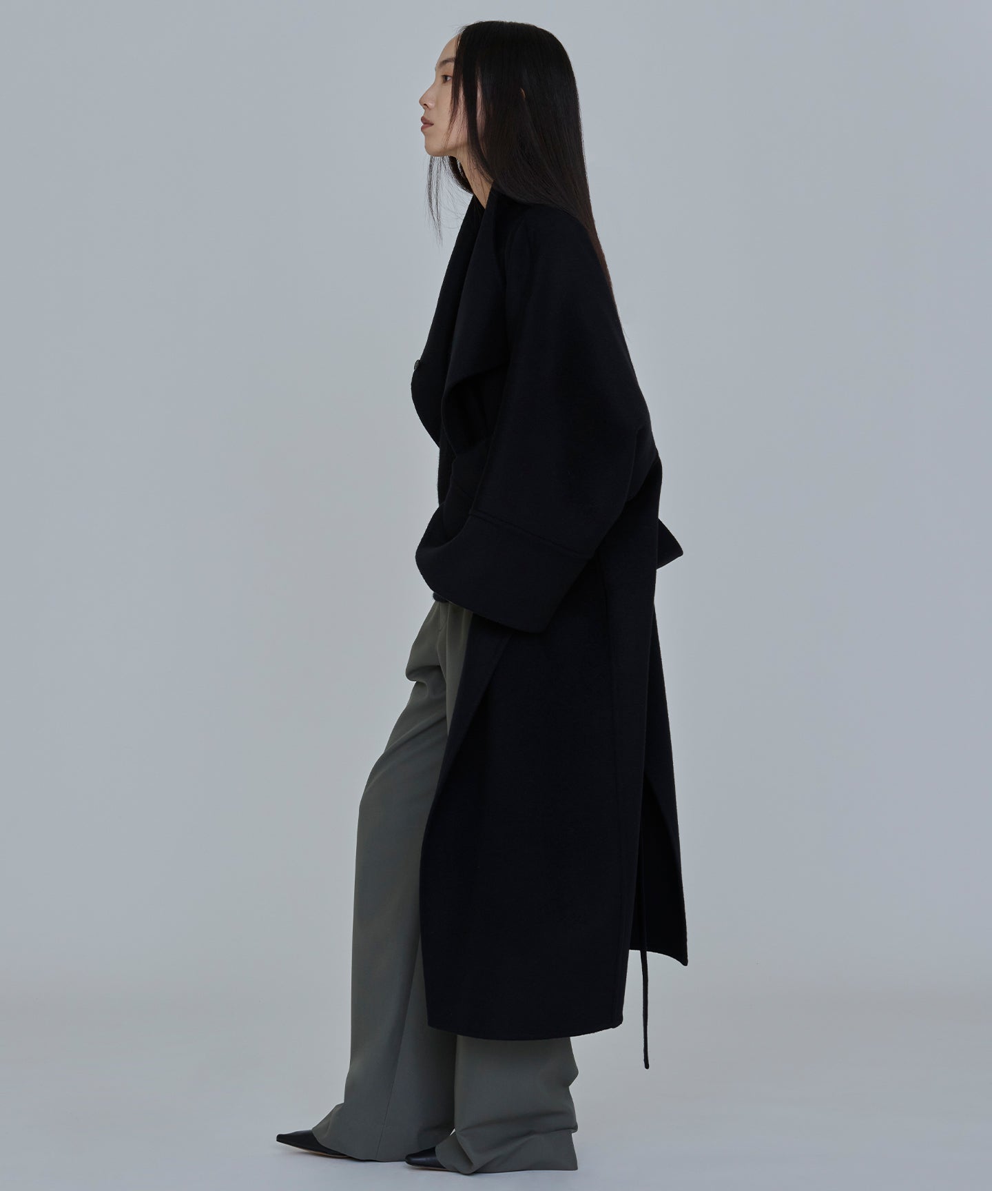 WOOL CASHMERE REVER / KIMONO SLEEVE WRAP COAT