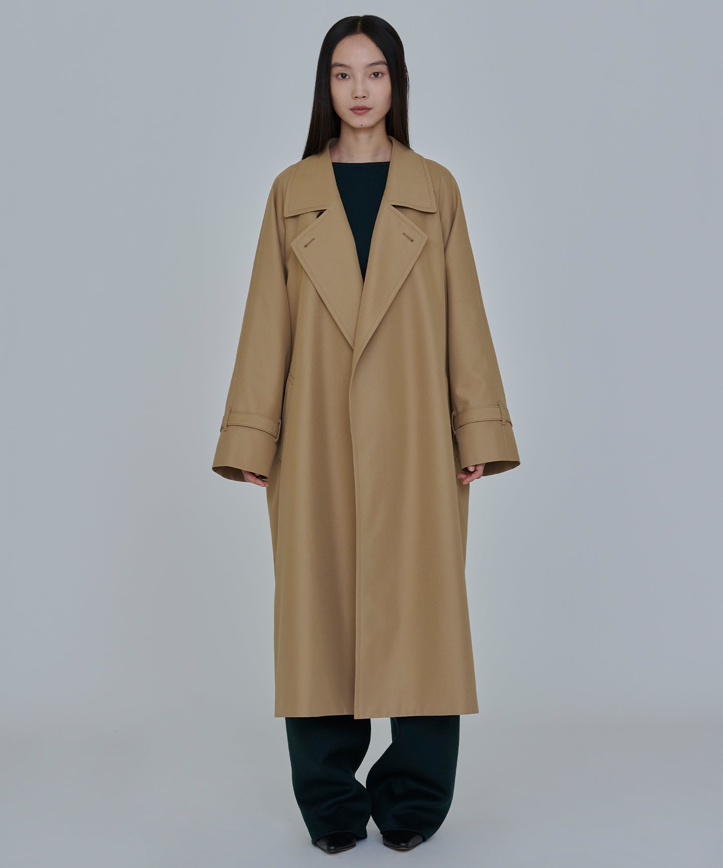 COTTON POLYESTER GABARDINE / WRAP MINIMAL TRENCH COAT