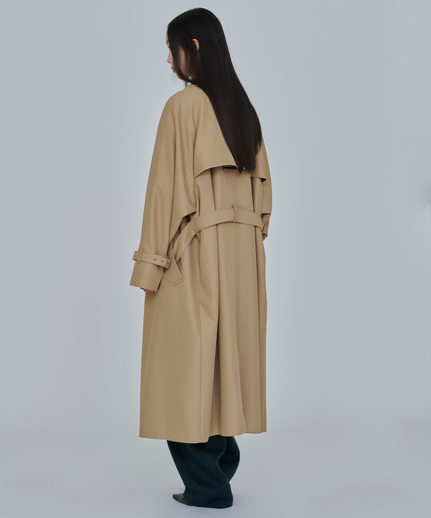 COTTON POLYESTER GABARDINE / WRAP MINIMAL TRENCH COAT