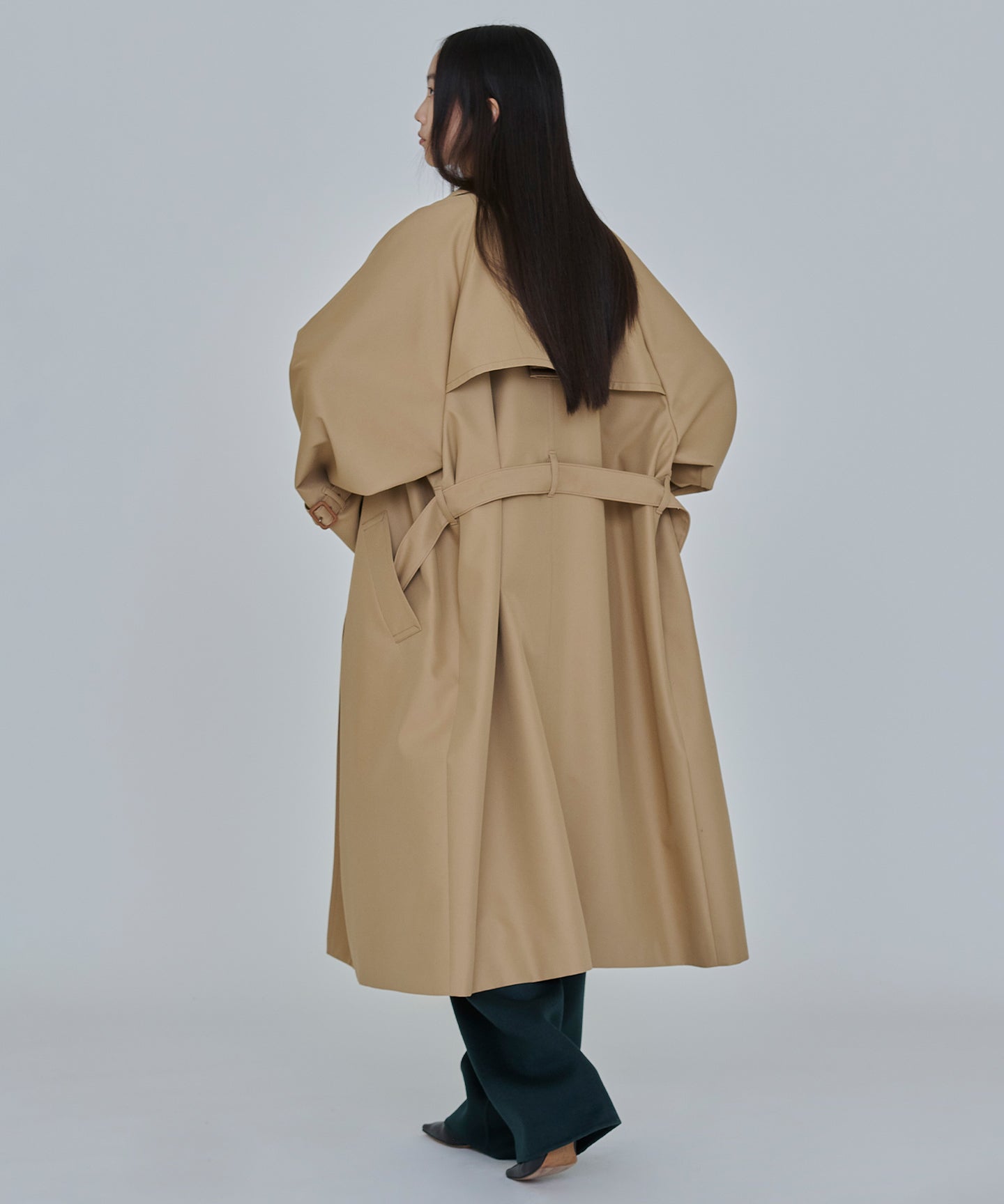 COTTON POLYESTER GABARDINE / WRAP MINIMAL TRENCH COAT
