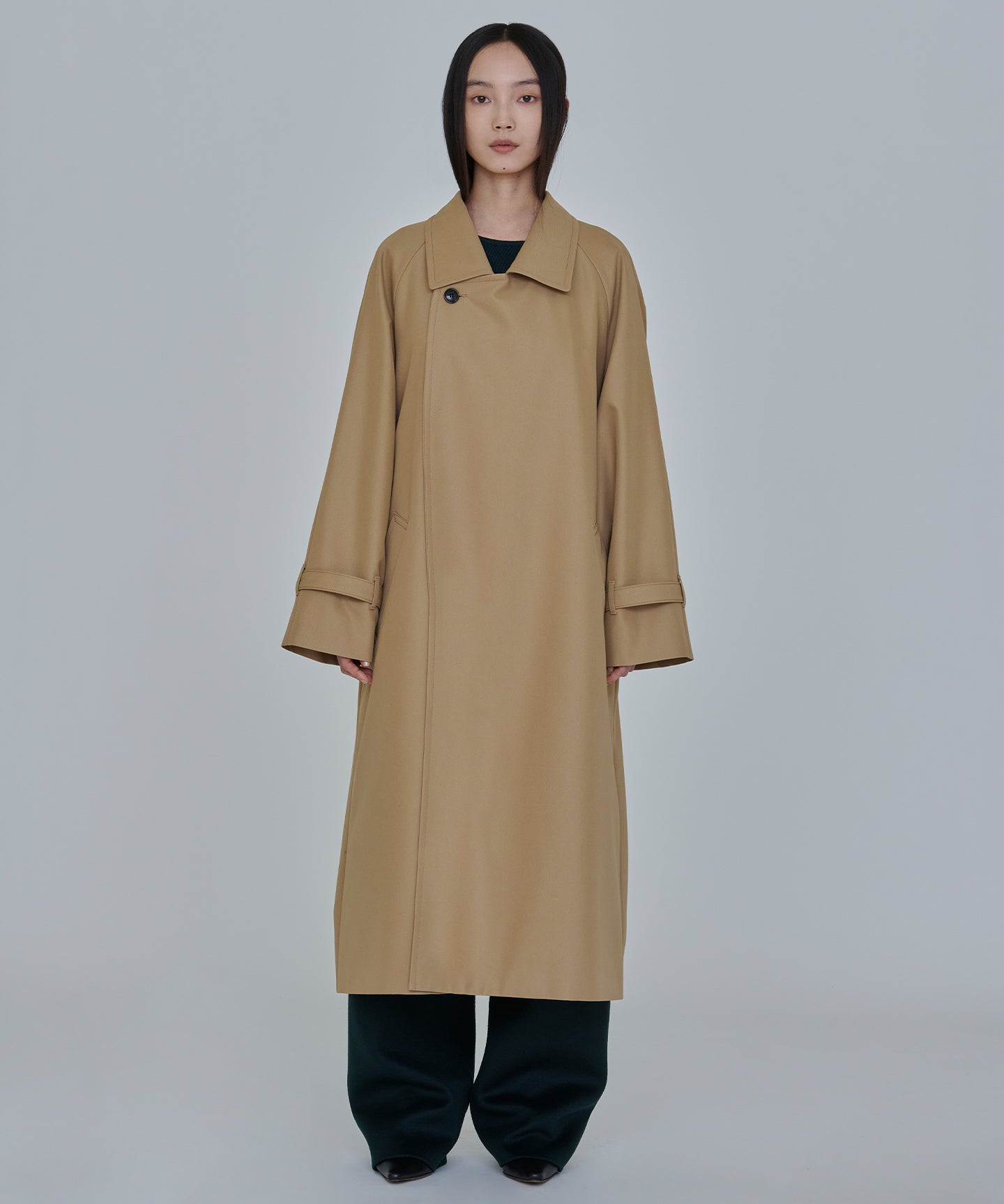 COTTON POLYESTER GABARDINE / WRAP MINIMAL TRENCH COAT