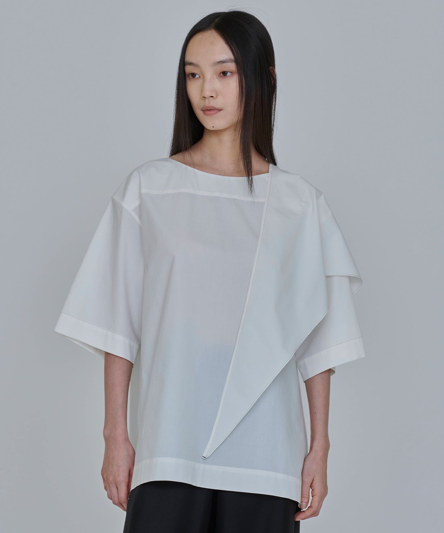 COTTON SILK TYPEWRITER / T-TOP with SCARF