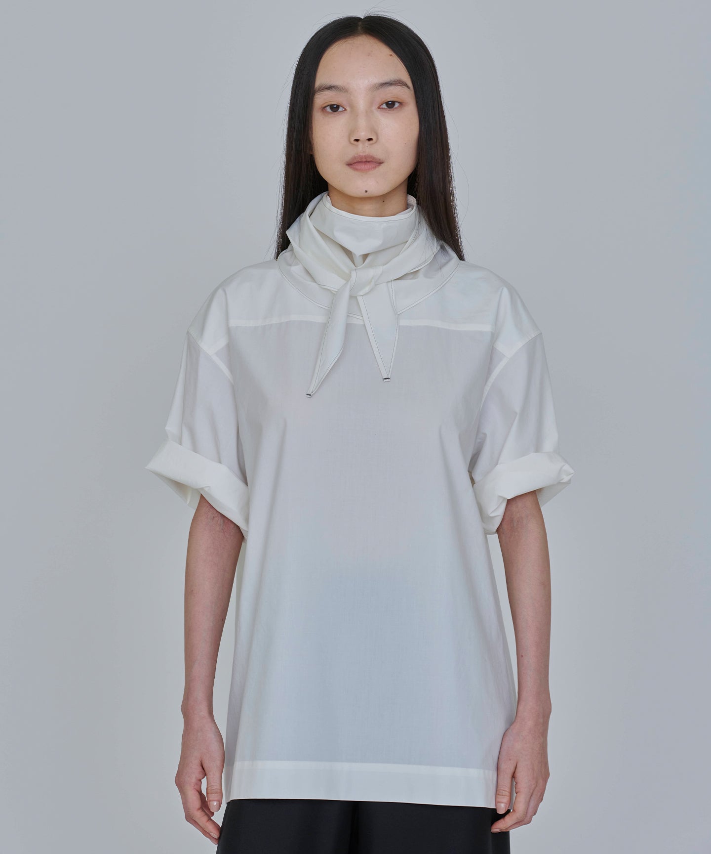 COTTON SILK TYPEWRITER / T-TOP with SCARF