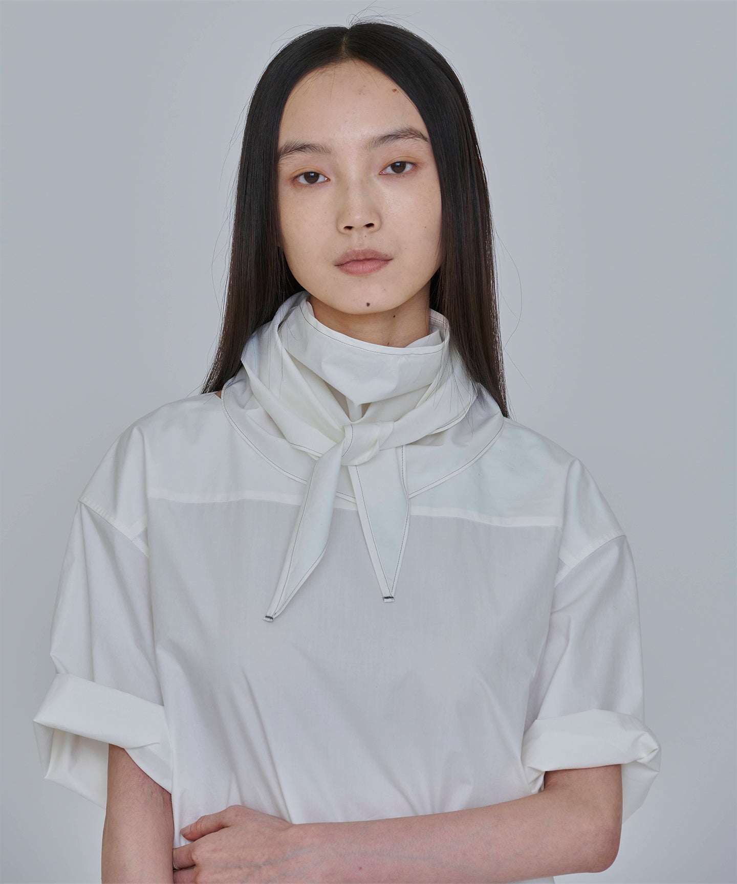COTTON SILK TYPEWRITER / T-TOP with SCARF