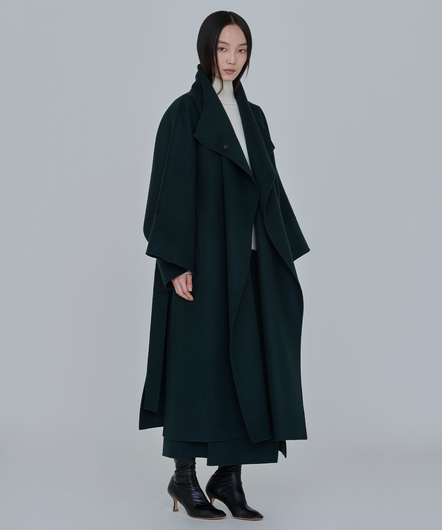 WOOL CASHMERE REVER / KIMONO SLEEVE WRAP COAT