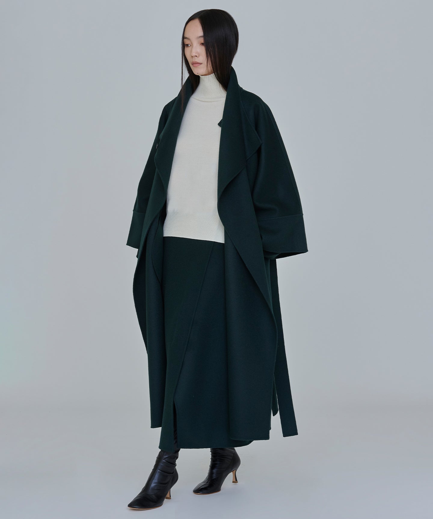 WOOL CASHMERE REVER / KIMONO SLEEVE WRAP COAT