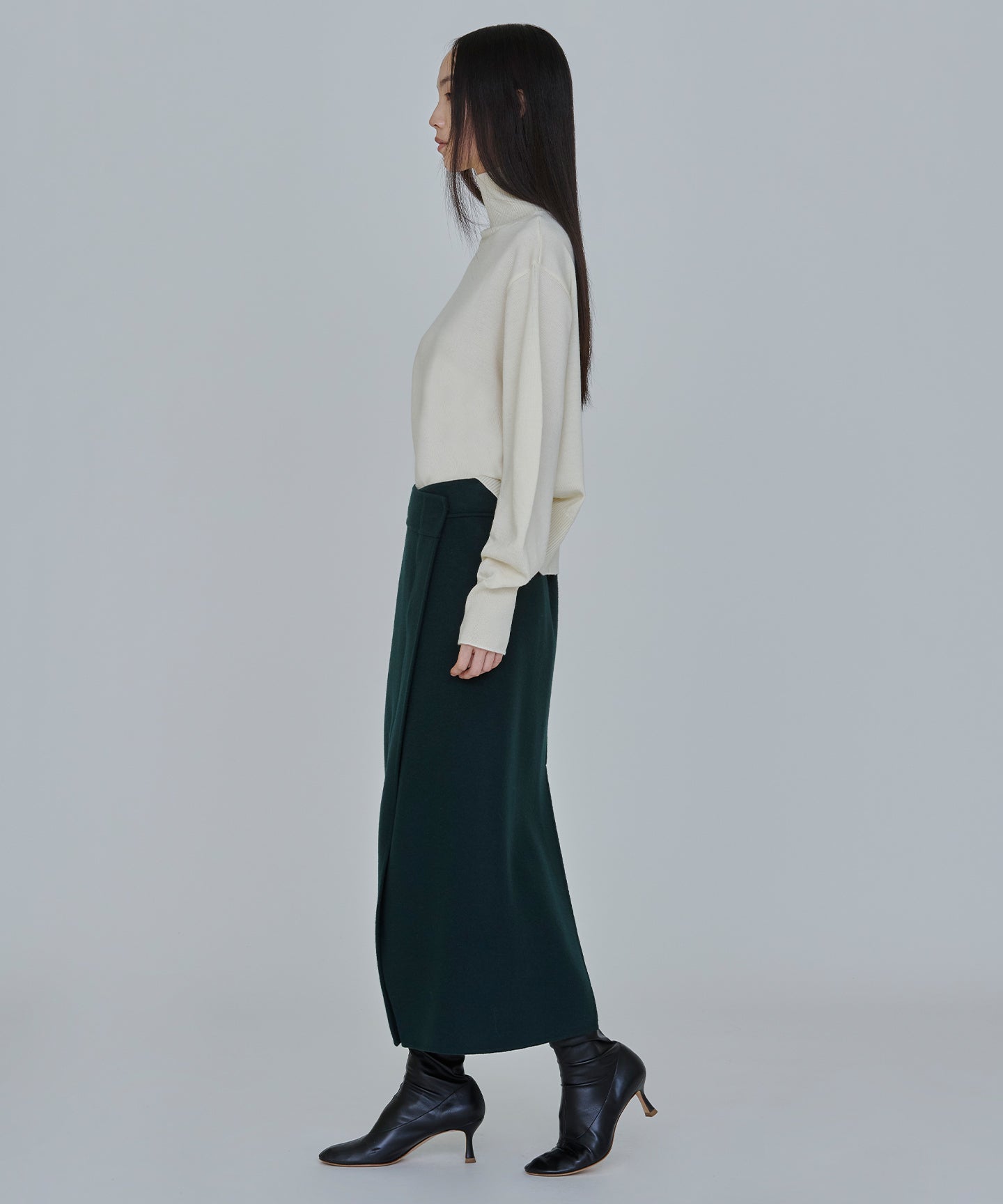 WOOL CASHMERE REVER / STRAIGHT CUT SKIRT