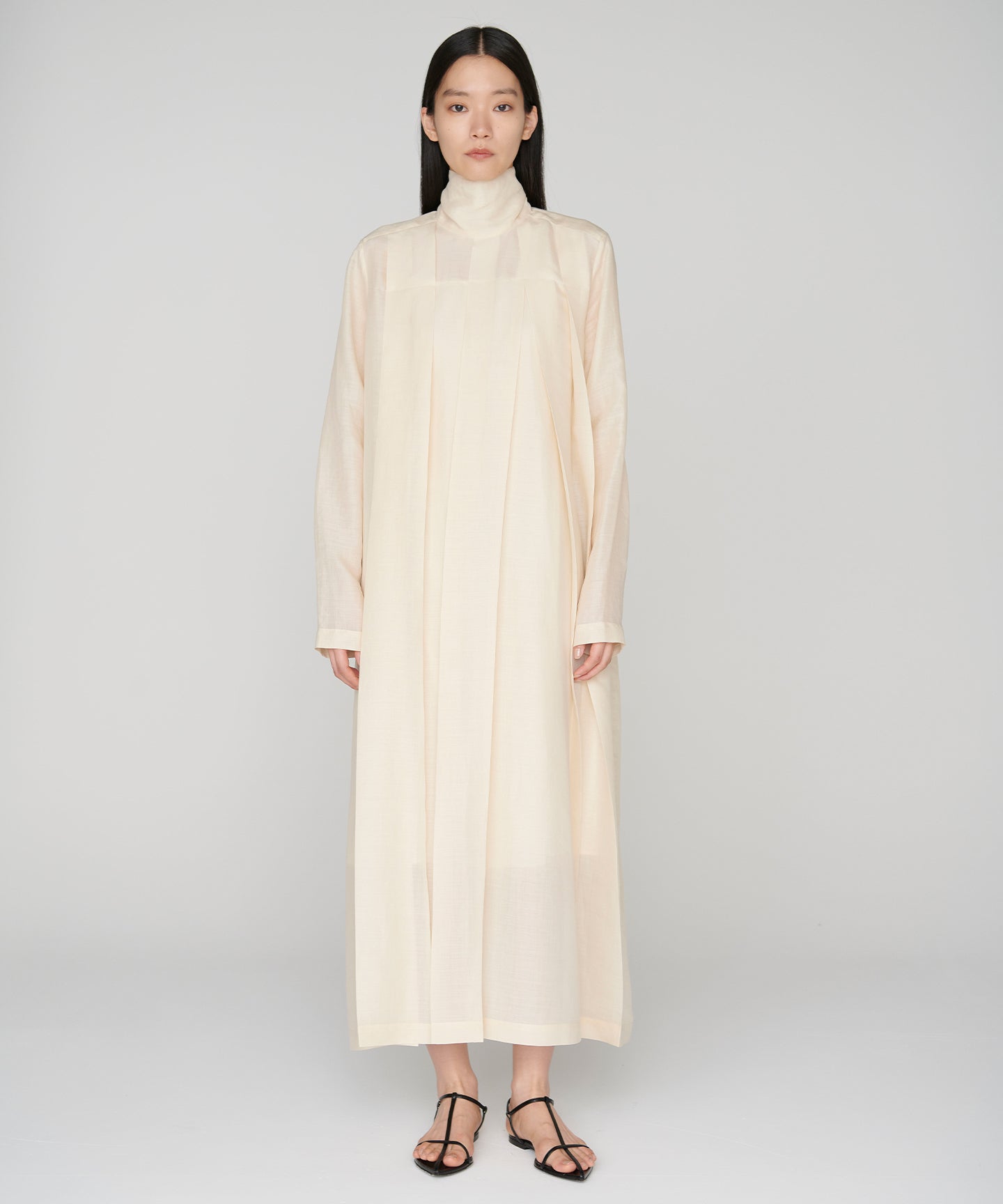 RAMIE SILK LAWN / PLEATED LONG DRESS